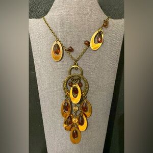 Acrylic orange beaded dangling necklace